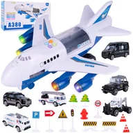 Modele do sklejania - Samolot Otwierany Interaktywny Transportowy Pasażerski Z Pojazdami Policja - miniaturka - grafika 1