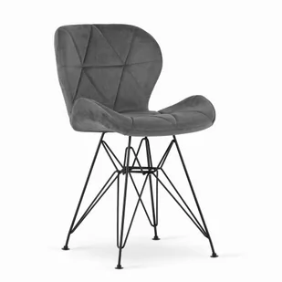 KRZESŁO NATALY SZARY AKSAMIT CZARNE NOGI EIFFEL ZESTAW 4 SZTUKI - Krzesła - miniaturka - grafika 1