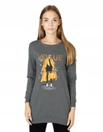 Bluzy damskie - Długa Bluza Tunika Damska Bawełniana 241-08 r L - miniaturka - grafika 1