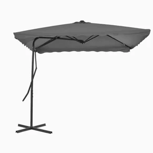 vidaXL Parasol ogrodowy na słupku stalowym, 250 x 250 cm, antracytowy - Parasole ogrodowe - miniaturka - grafika 7
