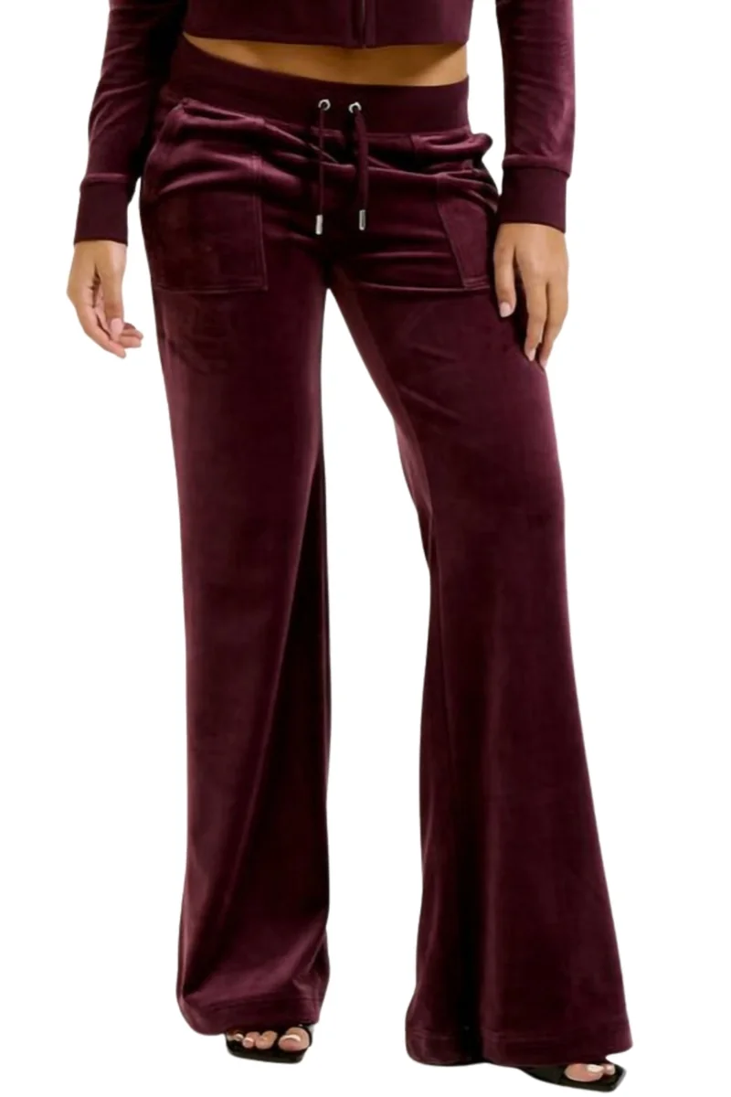 JUICY COUTURE Śliwkowe spodnie dresowe damskie Layla Low Rise XS