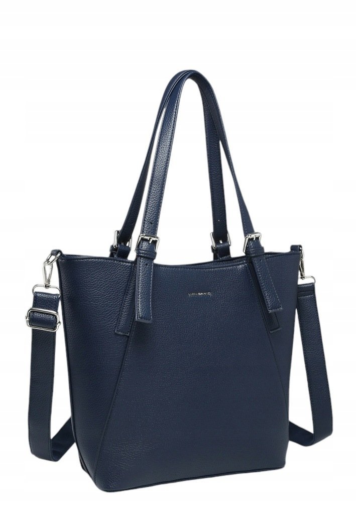 Pojemna Torebka Damska Granatowa Shopper na Ramię LUIGISANTO HS1239 Blue