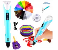 Zabawki interaktywne dla dzieci - DŁUGOPIS DRUKARKA 3D PEN 2 + WKŁADY ZESTAW 10M - miniaturka - grafika 1