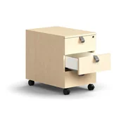 Szafki biurowe - Mobilny kontenerek QBUS, 3 szuflady z uchwytami, zamykany, brzoza - miniaturka - grafika 1