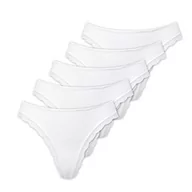 Majtki damskie - Marilyn Poupée Infinity stringi z bawełny z obszyciem koronkowym białe - XL - 5 sztuk w opakowaniu, biały, XL - miniaturka - grafika 1