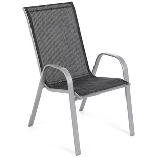 Meble ogrodowe metalowe Sevilla 150 cm Silver / Black Melange 6+1 - Meble ogrodowe - miniaturka - grafika 3