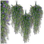 Sztuczne kwiaty - Wiszące kwiaty dekoracyjne sztuczne 3szt pnące fioletowe - miniaturka - grafika 1