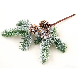 Gałązka ozdobna z szyszkami 20 cm ośnieżona - Ozdoby bożonarodzeniowe - miniaturka - grafika 1