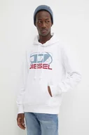 Bluzy męskie - Diesel bluza męska kolor biały z kapturem z nadrukiem - miniaturka - grafika 1
