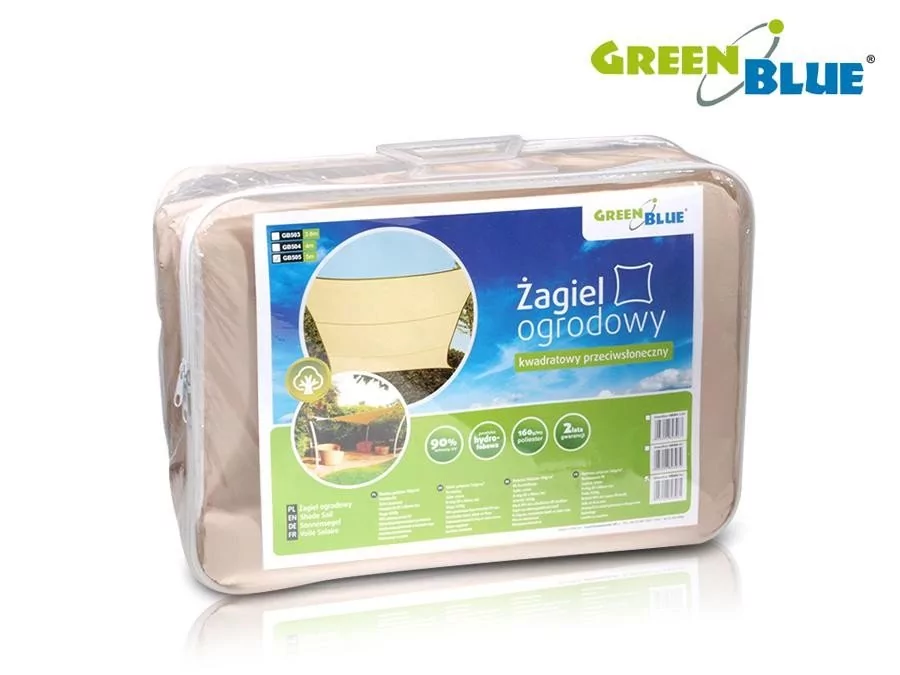 GreenBlue Żagiel ogrodowy UV 3,6m kwadrat kremowy GB503