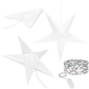 Gwiazda papierowa świąteczna biała i lampki choinkowe 10 led zimny biały - Oświetlenie świąteczne - miniaturka - grafika 1