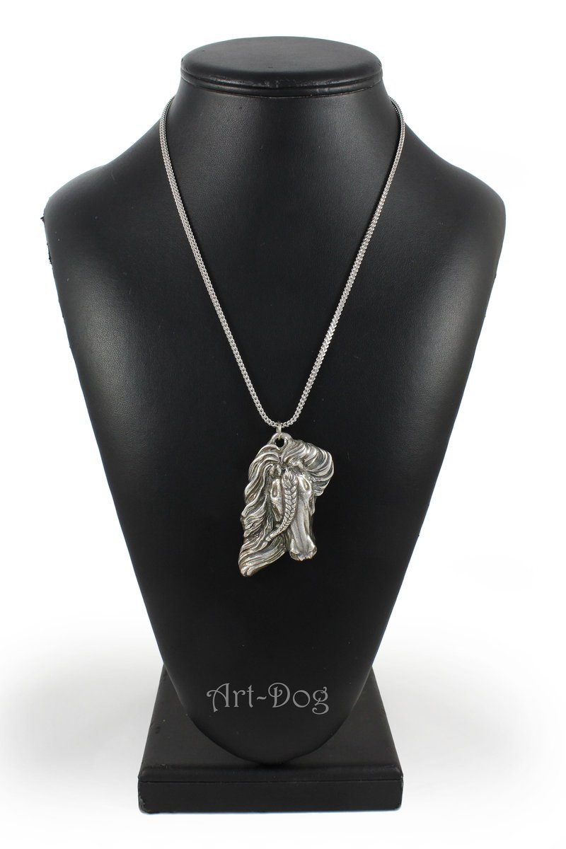 Koń fryzyjski - naszyjnik z koniem, końska zawieszka na srebrnym łańcuszku, unikatowa biżuteria marki Art-Dog