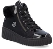 Botki damskie - Botki damskie  Rieker N2505-00 zimowe czarne z membraną na platformie-42 - miniaturka - grafika 1