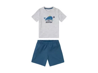 Spodnie i spodenki dla chłopców - LUPILU LUPILU Piżama chłopięca z biobawełny (koszulka + szorty), 1 komplet (86/92, Szary/ niebieski) - grafika 1