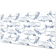 Podkładki na biurko - Podkładki na całe biurko Niebieskie Wieloryby 120x60 cm - miniaturka - grafika 1