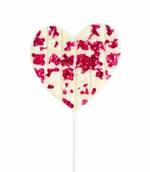 Gumy do żucia, lizaki, dropsy - Lizak Serce Z Białej Czekolady Z Malinami - miniaturka - grafika 1