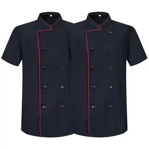 MISEMIYA - Opakowanie 2 sztuki - Męska kurtka kucharska - Męska kurtka kucharska - Mundur Hosteleria - Ref.2-6421B, Czarny 21, 3XL - Kurtki męskie - miniaturka - grafika 1