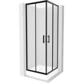 Kabiny prysznicowe - Mexen Rio kabina prysznicowa kwadratowa 70x70 cm, szron, czarna + brodzik Rio, biały - miniaturka - grafika 1