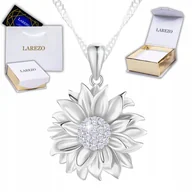 Naszyjniki - Naszyjnik Srebrny Kwiat Życia z Cyrkoniami Słonecznik Cyrkonie SREBRO 925 - miniaturka - grafika 1