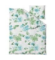 Pościel - Pościel bawełniana 140x200 Amelia szara zielona niebieska jasna kwiaty z jedną poszewką Gold Zaratex - miniaturka - grafika 1