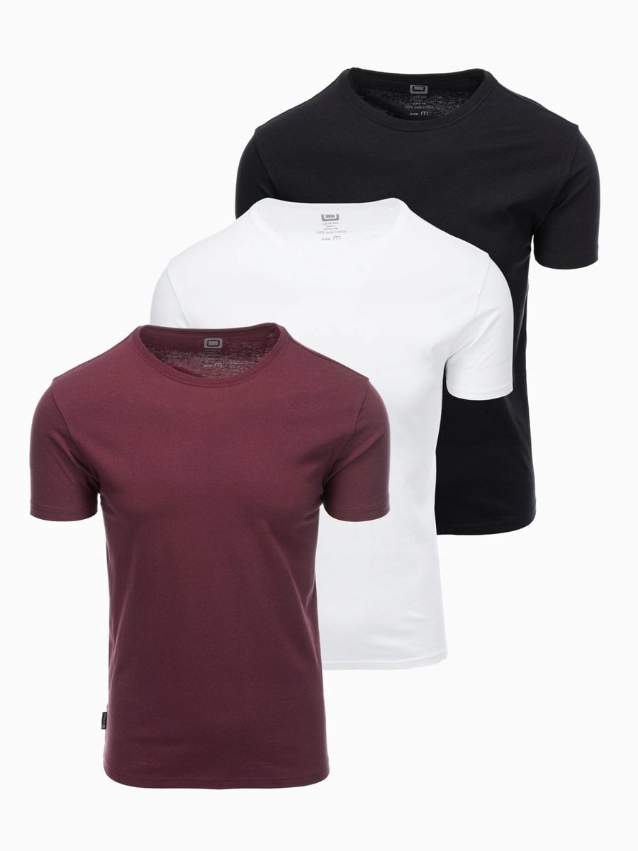 Zestaw t-shirtów męskich bawełna czarny/biały/bordowy OM-TSBS-0232 V6 XL