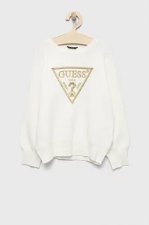 Swetry dla dziewczynek - Guess sweter dziecięcy kolor biały ciepły - grafika 1