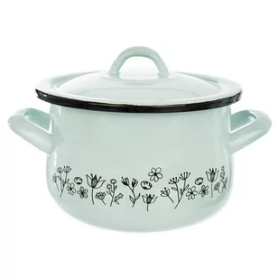 Orion Garnek emaliowany KWIATY 16cm pokrywa gaz indukcja 113152 - Garnki - miniaturka - grafika 1