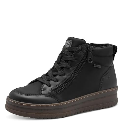 TAMARIS Comfort damskie buty Lace Boot Flat Duo-tex modne kozaki, Black Comb, 38 EU, czarny Comb, 38 EU