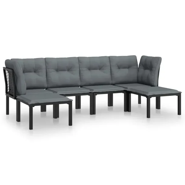 Zestaw wypoczynkowy ogrodowy rattan PE, czarny, 62x62x68 cm