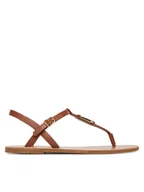 Sandały damskie - Tommy Hilfiger Sandały Leather Thong Sandal FW0FW09127 Brązowy - miniaturka - grafika 1