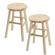 Taborety i hokery - Taboret drewniany okrągły 45 x 28 cm, 2 szt. - miniaturka - grafika 1