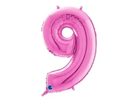 Balony i akcesoria - Balon foliowy cyfra 9 fuksjowa - 66 cm - 1 szt. - miniaturka - grafika 1