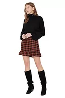 Spódnice - Trendyol Damska mini falbany brzeg syrenka tkana spódnica, brązowa, 32, Brązowy, 58 - miniaturka - grafika 1