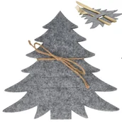 Ozdoby bożonarodzeniowe - Vilde Pokrowiec Świąteczny Etui Na Sztućce Choinka Szara Święta Boże Narodzenie 4 Sztuki - miniaturka - grafika 1