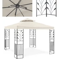 Pawilony ogrodowe - Pawilon Ogrodowy Altana Z Ornamentem Składana 3 X 3 X 2.6 M Kremowy - miniaturka - grafika 1