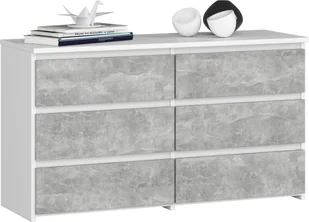 Fabryka Mebli Akord Komoda do salonu CL 100 cm 6 szuflad klasyczna - biała beton - Komody - miniaturka - grafika 1