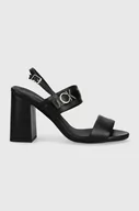 Sandały damskie - Calvin Klein sandały skórzane BLOCK HL SANDAL 85HH W/HW kolor czarny HW0HW01486 - miniaturka - grafika 1