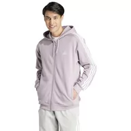 Bluzy męskie - adidas Męska bluza polarowa z 3 paskami i zamkiem błyskawicznym, M - miniaturka - grafika 1