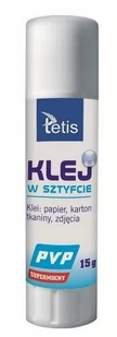 Tetis Klej w sztyfcie typu PVP bezbarwny - 15g 300100TET - Przybory szkolne - miniaturka - grafika 1