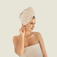Okrycia kąpielowe dla dzieci - Turban Sauna 70x31 beżowy - miniaturka - grafika 1