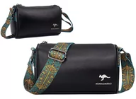 Torebki damskie - Elegancka czarna skórzana torebka na ramię damska listonoszka - miniaturka - grafika 1