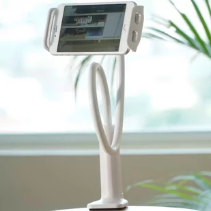 AWEI uchwyt biurkowy X3 4"-10,5" biały /white długie ramię - Selfie stick - miniaturka - grafika 2