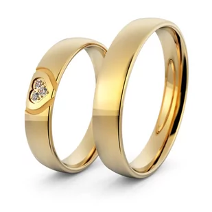 Obrączki ślubne z sercem i brylantami - Au-1193 - Obrączki ślubne - miniaturka - grafika 3