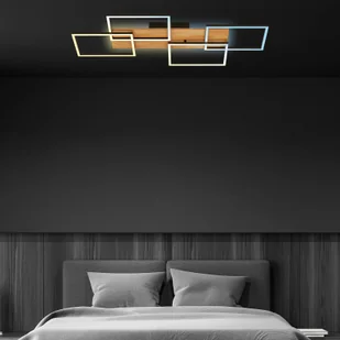 Briloner Gzymsowa lampa sufitowa LED, 95x41cm, drewno, pilot - Lampy sufitowe - miniaturka - grafika 1