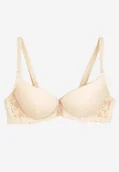 Biustonosze - Jasnobeżowy Biustonosz Push Up z Koronkowymi Detalami Mailese - miniaturka - grafika 1