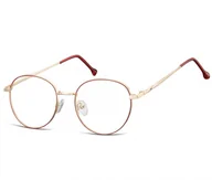 Okulary korekcyjne, oprawki, szkła - Sunoptic Okulary Oprawki owalne Lenonki optyczne 912F złoto-czerwone - miniaturka - grafika 1