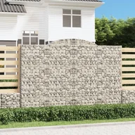 Pozostałe narzędzia ogrodowe - vidaXL Kosze gabionowe, 7 szt, 300x50x200/220 cm, galwanizowane żelazo - miniaturka - grafika 1