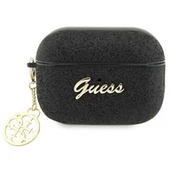 Akcesoria do słuchawek - Guess GUAP2GLGSHK AirPods Pro 2 cover czarny/black Glitter Flake 4G Charm - miniaturka - grafika 1