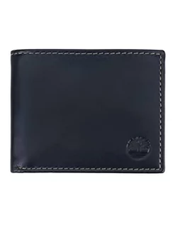Portfele - Timberland Męski skórzany portfel z dołączoną kieszonką na akcesoria podróżne — podwójnie składany, Granatowy (Cloudy), rozmiar uniwersalny - grafika 1