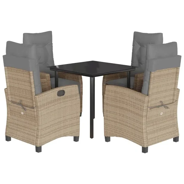 Zestaw mebli ogrodowych rattan PE, czarne, 80x80x74 cm